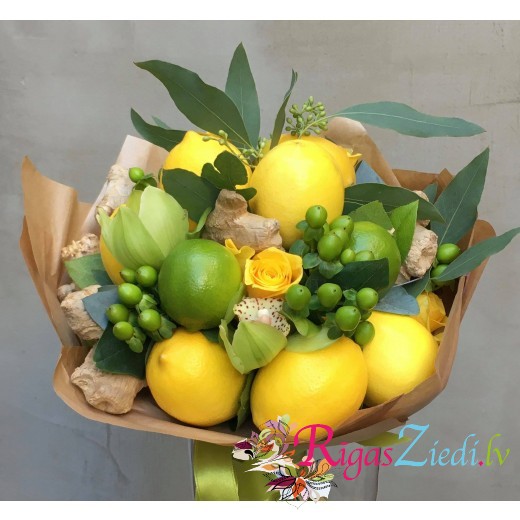 Ziedu un citronu pušķis Tavai veselībai